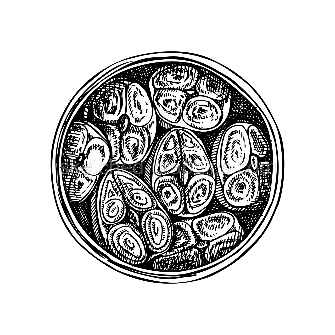 Hand drawn canned fish illustration. Mackerel in olive oil vector drawing isolated on white background. Tinned fish food sketch. Tin can with seafood for restaurant menu or product design Illustration
